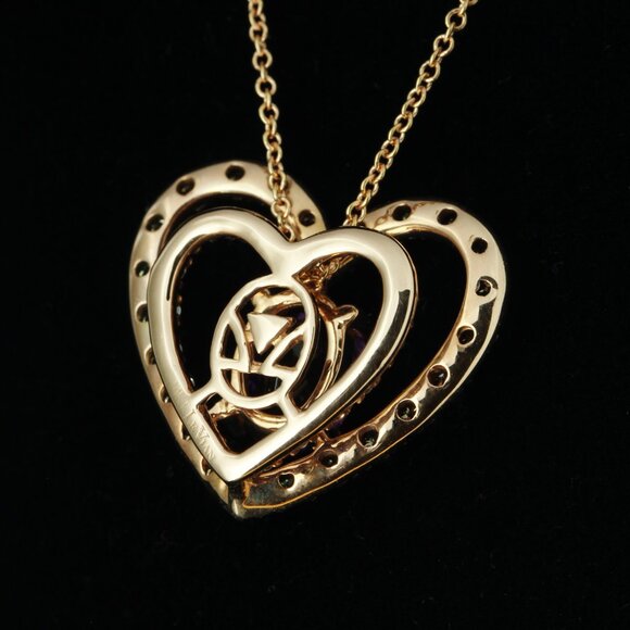 Levian / NEW / Grape Amethyst and Diamond Heart Necklace / 14K Gold - Picture 6 of 7